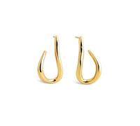 SINGULARU - Pendientes Aro Organic Hook. Acero con Acabado en Baño Oro de 18Kt. Cierre de Tuerca a Presion de Silicona. Joyas para Mujer