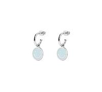 SINGULARU - Pendientes Aro Smiley Sky Enamel. Latón Acabado en Baño en Rodio. Cierre Tuerca a Presión. Joyas para Mujer