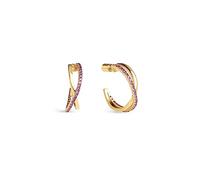 SINGULARU - Pendientes Aro X Lavande. Latón Acabado en Baño en Oro de 18 Kt. Cierre silicona bañado en Oro de 18kt.. Joyas para Mujer