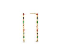 SINGULARU - Pendientes Cascade Colors. Plata de Ley 925 con Acabado Baño de Oro de 18 Kt y Circonitas. Cierre Tuerca a Presión. Joyas para Mujer