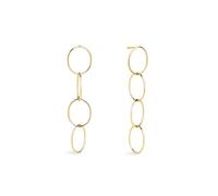 SINGULARU - Pendientes Circles & Circles. Latón con Baño en Oro 18Kt. Largos y Cierre de Tuerca a Presión. Joyas para Mujer