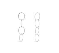 SINGULARU - Pendientes Circles & Circles. Latón con Baño en Rodio. Largos y Cierre de Tuerca a Presión. Joyas para Mujer