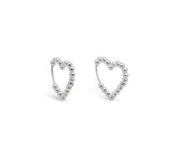 SINGULARU - Pendientes Cora Dots. Acero con Acabado Brillante. Motivo Corazón y con Cierre Congo/Click. Joyas para Mujer