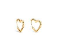 SINGULARU - Pendientes Cora Dots. Acero con Acabado en Baño Oro de 18Kt. Motivo Corazón y con Cierre Congo/Click. Joyas para Mujer