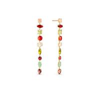 SINGULARU - Pendientes Drop Orquidea. Plata de Ley Acabado en Baño en Oro de 18 Kt. Cierre Tuerca a Presión. Joyas para Mujer