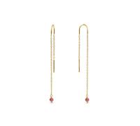 SINGULARU - Pendientes Drop Pink. Plata de Ley con Acabado en Baño Oro de 18Kt. Largos y Colgantes con Mini Cristal Rosa. Cierre sin Tuerca. Joyas para Mujer