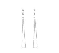 SINGULARU - Pendientes Estrella Fugaz. Plata de Ley con Acabado en Baño de Rodio. Largos y Colgantes con Circonitas. Cierre Tuerca a presión. Joyas para Mujer