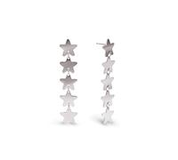 SINGULARU - Pendientes Five Stars. Acero. Largos con Motivo Estrellas. Cierre Silicona. Joyas para Mujer