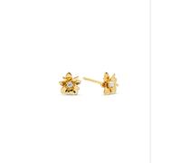 SINGULARU - Pendientes Gardenia. Latón con Baño en Oro de 18 Kt y Circonita. Joyas Para Mujer.