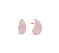 SINGULARU - Pendientes Gota Crush Latón con Acabado en Baño Oro de 18Kt. Motivo Piedra Natural Cuarzo. Cierre Silicona. Joyas para Mujer
