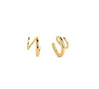 SINGULARU - Pendientes Gota Spiral. Plata de Ley Acabado en Baño en Oro de 18 Kt. Ligeros Sin Cierre. Joyas para Mujer