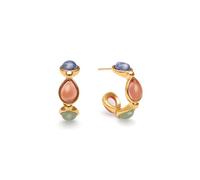 SINGULARU - Pendientes Gota Stones. Acero con Baño en Oro de 18 Kt y Piedra Natural. Joyas Para Mujer.