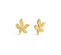 SINGULARU - Pendientes Jasmine. Pendientes Flor de Acero Inoxidable con Baño en Oro de 18Kt. Cierre Tuerca a Presión. Joyas para Mujer