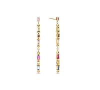 SINGULARU - Pendientes Long Iris Colors. Latón con Baño en Oro de 18 Kt y Circonita. Joyas Para Mujer.