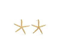 SINGULARU - Pendientes Maxi Starfish. Acero con Baño en Oro de 18 Kt. Joyas Para Mujer.