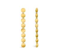 SINGULARU - Pendientes Mirror 8 Suns. Largos de Acero Inoxidable con Baño en Oro de 18Kt. Cierre Tuerca a Presión. Joyas para Mujer