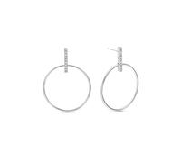 SINGULARU - Pendientes Ophelia. Latón con Acabado en Baño de Rodio. Grandes de Aro con Detalles en Circonita. Cierre Silicona. Joyas para Mujer