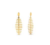 SINGULARU - Pendientes Pacific. Largos en Acero con Acabado Baño de Oro de 18kt. Cierre Silicona baño en oro 18kt. Joyas para Mujer