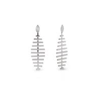 SINGULARU - Pendientes Pacific. Largos en Acero con Acabado Brillante. Cierre Silicona Joyas para Mujer