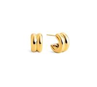 SINGULARU - Pendientes Shelly. Aro de Acero Inoxidable con Baño en Oro de 18Kt. Cierre Tuerca a Presión. Joyas para Mujer