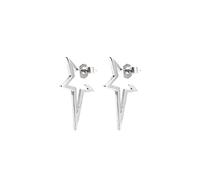 SINGULARU - Pendientes Star Punk Plata. Plata de Ley 925 con Acabado Baño de Rodio. Motivo Estrella Cierre Tuerca a Presión. Joyas para Mujer