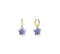 SINGULARU - Pendientes Starfish Blue. Acero con Baño en Oro de 18 Kt y Cerámica. Joyas Para Mujer.