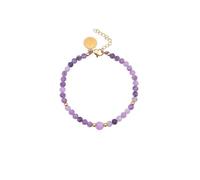 SINGULARU - Pulsera Amulet Amatista. Acero con Baño en Oro de 18 Kt y Piedra Natural. Joyas Para Mujer.