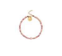 SINGULARU - Pulsera Amulet Rodocrosita. Acero con Baño en Oro de 18 Kt y Piedra Natural. Joyas Para Mujer.