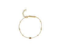 SINGULARU - Pulsera Birthstone. Plata de Ley con Baño en Oro de 18 Kt y Circonita. Joyas Para Mujer. Zodiaco Julio.