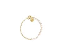 SINGULARU - Pulsera Chic Pearl. Acero con Acabado en Baño Oro de 18Ktcon Perlas Cultivas de Agua Dulce. Joyas para Mujer