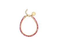 SINGULARU - Pulsera Cleopatra Pink. Acero con Baño en Oro de 18 Kt y Piedra Natural. Joyas Para Mujer.