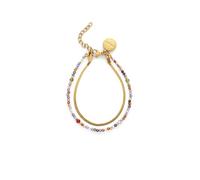 SINGULARU - Pulsera Doble Crystals Lisse. Acero con Baño en Oro de 18 Kt y Cristal. Joyas Para Mujer.