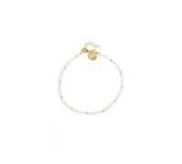 SINGULARU - Pulsera Pearls Dots. Acero con Acabado en Baño Oro de 18Kt con Motivo Perlas Cultivas de Agua Dulce. Largo 16 cm + 3 cm. Joyas para Mujer