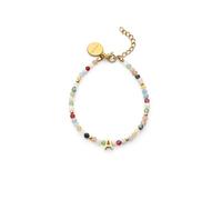 SINGULARU - Pulsera Personalizada Letter Altea Colors. Acero con Baño en Oro de 18 Kt y Piedra Natural. Joyas Para Mujer. Letra A.