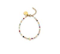 SINGULARU - Pulsera Personalizada Letter Altea Colors. Acero con Baño en Oro de 18 Kt y Piedra Natural. Joyas Para Mujer. Letra L.
