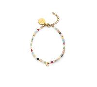 SINGULARU - Pulsera Personalizada Letter Altea Colors. Acero con Baño en Oro de 18 Kt y Piedra Natural. Joyas Para Mujer. Letra C.