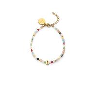 SINGULARU - Pulsera Personalizada Letter Altea Colors. Acero con Baño en Oro de 18 Kt y Piedra Natural. Joyas Para Mujer. Letra B.