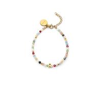 SINGULARU - Pulsera Personalizada Letter Altea Colors. Acero con Baño en Oro de 18 Kt y Piedra Natural. Joyas Para Mujer. Letra R.