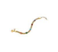 SINGULARU - Pulsera Tape Stones. Acero con Baño en Oro de 18 Kt y Piedra Natural. Joyas Para Mujer.
