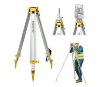 SingularXYZ Trípode de inspección de aluminio, trípode de tránsito de construcción resistente con abrazadera rápida, cabeza plana roscada de 5/8 pulgadas para estación base RTK, estación total y nivel