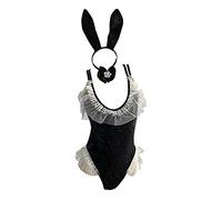 SINGUYUN Disfraz sexy de conejo para mujer, traje de una pieza para cosplay, ropa de fiesta de conejo (2453 negro)