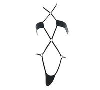 SINGUYUN Traje de baño sexy de una pieza para mujer, diseño de micro anime, traje de baño de una pieza, lencería sexy tipo babydoll, negro (0223black), talla única