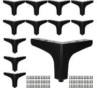 SINJEUN 12 patas triangulares para muebles, patas de metal negro de 10 cm, modernas patas de armario, piezas de repuesto para muebles