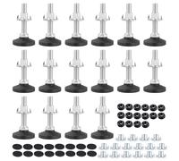 SINJEUN 16 Patas Niveladoras Ajustables M10 x 50 mm, Base 38 mm, Acero al Carbono, Negro, con Almohadilla de Fieltro y Tuerca, para Muebles