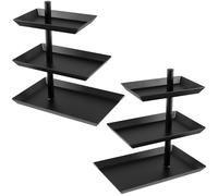 SINJEUN 2 Soportes para Frutas de 3 Pisos, Cuenco Giratorio de 360 °, Color Negro, Cuenco de Acero Inoxidable, 3 Pisos, Bandeja para Servir postres, Bodas, cumpleaños, Fiestas