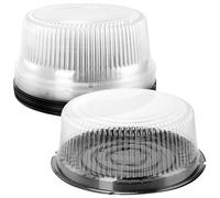 SINJEUN 20 cajas redondas para tartas de 8 pulgadas, recipientes de plástico transparente con tapas, recipientes pequeños para pasteles, aperitivos, postres, tapas