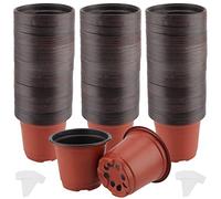 SINJEUN 200 Paquetes de Macetas de Plástico de 10cm para Plantas, Macetas Pequeñas para Viveros, Macetas para Semilleros, Macetas para Semillas, Contenedor para Plantas