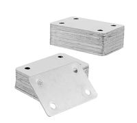 SINJEUN 30 conectores planos de acero inoxidable, placa perforada, placa de conexión, conector plano para reparación, fijación de madera, muebles, 68 x 38 mm, color plateado