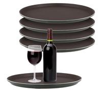 SINJEUN 5 bandejas antideslizantes para camareros, 28 cm, color marrón, bandeja para camarero, bandeja para servir, antideslizante, redonda, para cafetería, bar, restaurante