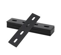 SINJEUN 6 conectores planos de metal para cargas pesadas, conectores planos de metal con 4 orificios largos para armarios, estanterías, muebles, 155 x 38 x 4 mm, color negro